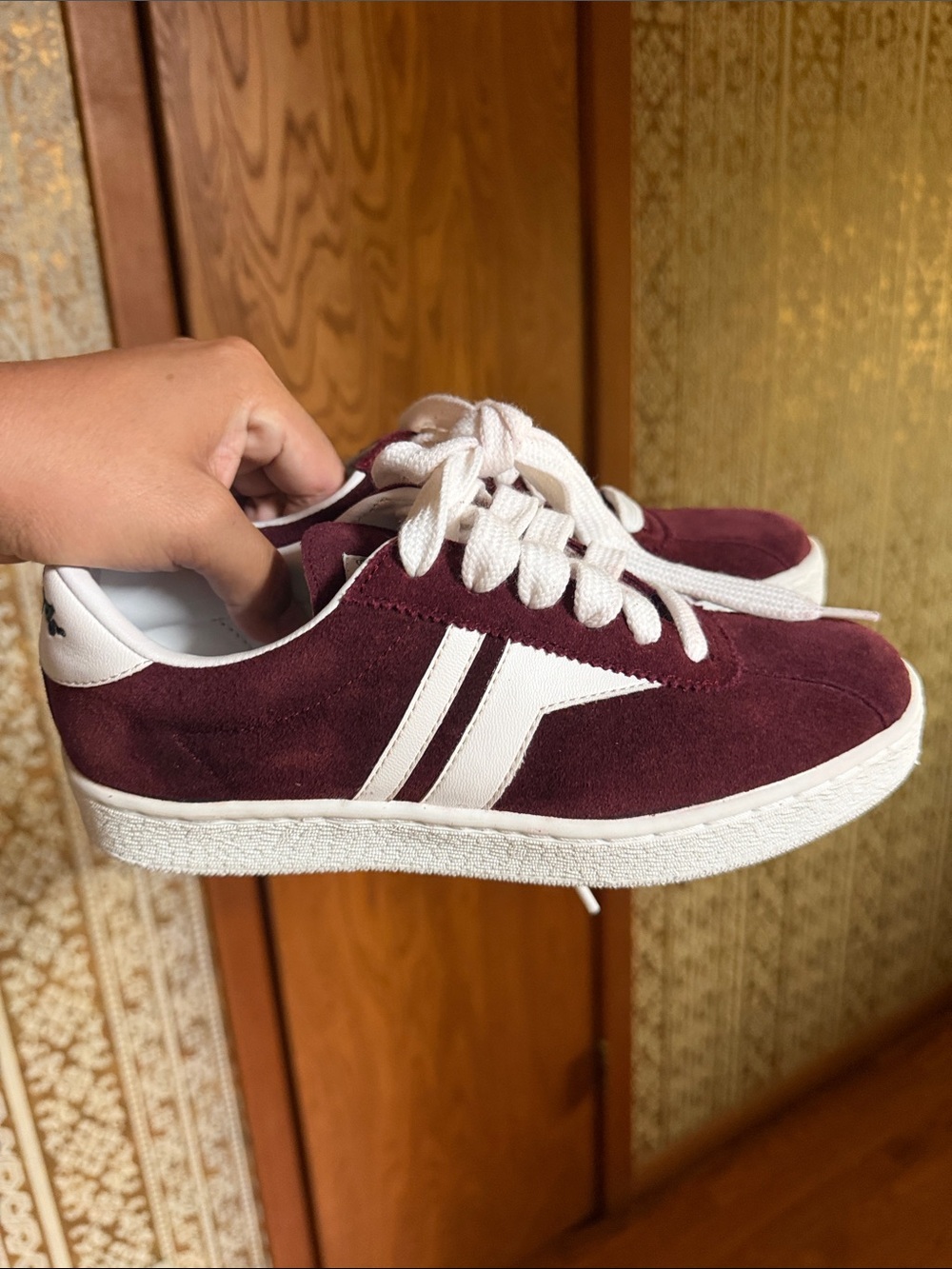 Pro-Keds Women’s Burgundy Suede Sneakers - White Trim.  6.5